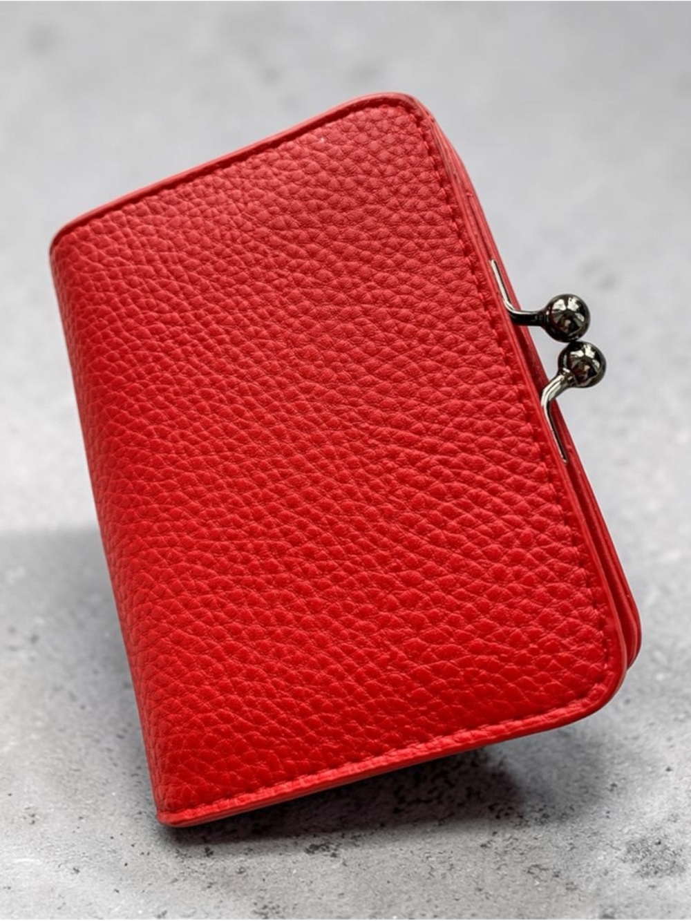 Red Pebbled Leather Wallet - Women Other